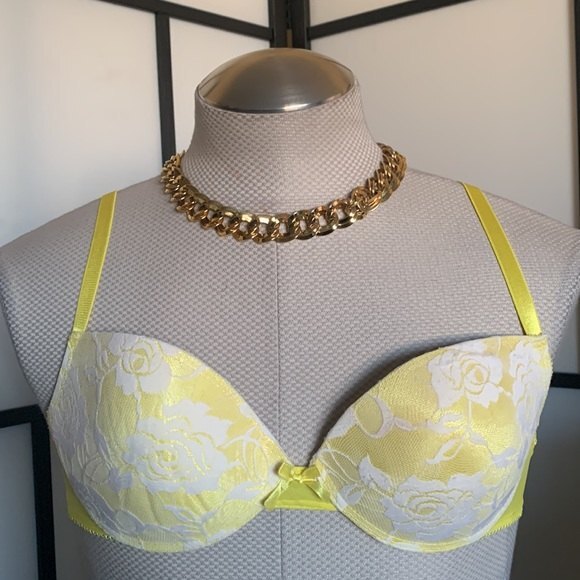 36C Women's Signature Lace Push-Up Yellow Adjustable Bra Y2K Feminine Casual - Picture 11 of 14